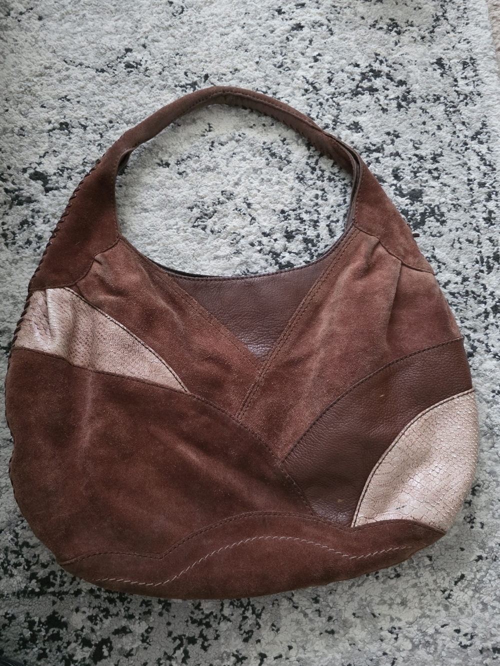 Vintage Lucky Brand Suede Leather Patchwork Boho Shoulder Bag Boho Festival